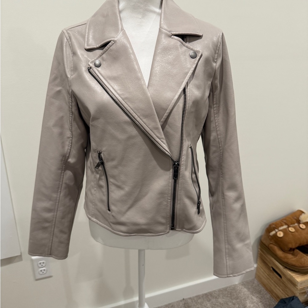 Abercrombie & Fitch Gray faux Leather Moto Jacket - Picture 2 of 5
